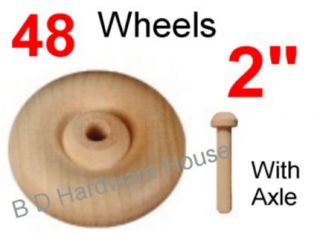 48 2 Wood Wheels with Axle Toy Parts Wooden Wheel
