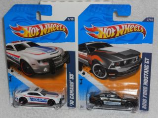 Hot Wheels Lot of 2 Police Cars 10 Camaro SS 2010 Ford Mustang GT
