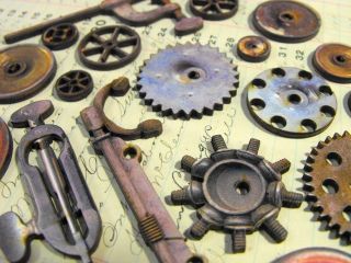 Wooden Gears Wheels and Mechanical Oddities Collection of 20 Pieces