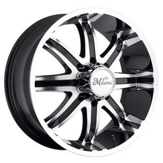 24 Wheels Rims Milanni Kool Whip 8 Gloss Black with Machnd Face Yukon