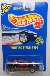 1991 HOT WHEELS 1/64 BLUE CARD PONTIAC FIERO 2M4 # 114 BLACK BW ML