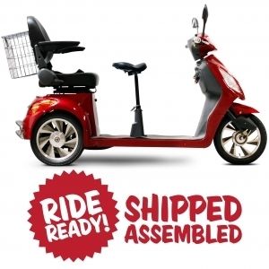 Wheels EW 66 Electric Two Seat Mobility Scooter Tricycle 18 MPH Red