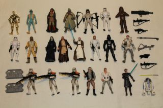 Huge Star Wars Action Figure Lot w Weapons Kenner Hasbro
