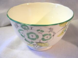 Vintage Foley Green White Fine Bone China Open Sugar Bowl Creamer Set