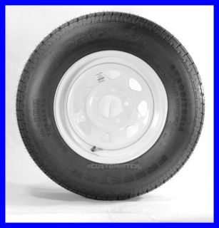 Trailer Tire Rim st205 75D15 F78 15 205 75 15 15 C 5 Lug Wheel White