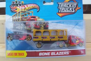 2013 Hot Wheels Bone Shaker Trackin` Trucks Bone Blazers Red and Gold