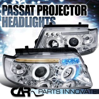 For 97 00 VW Passat B5 Twin Halo Rim LED Projector Headlights Corner