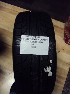 BF Goodrich G Force Sport Comp 2 255 45ZR20 101W Brand New Tire