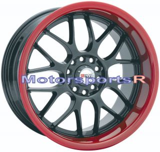18 XXR 006 Black Red Lip Rims Wheels Deep 5x100 5x114 3 5x4 5 Honda
