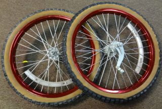 Femco 20 inch Wheels for Old School BMX Red Rims Sun Tour Coaster