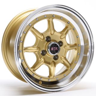 Str Wheels STR504 16x8 4x100 20 Gold Machined Lip