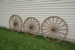 Three Decorative Wagon Wheels in Perfect Condition