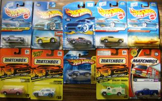 Diecast Matchbox and Hotwheels Vehicles New Never Opened Packages