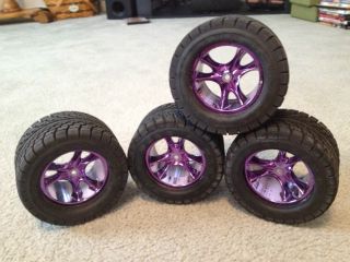 Traxxas Emaxx Tires Rims Purple Road Slick
