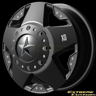 Series XD775 Rockstar Dually Black 8 Lug Wheels Rims Free Lugs