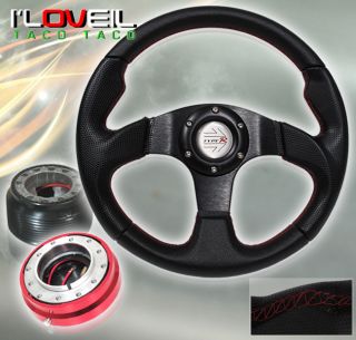 96 00 Honda Civic Black Steering Wheel Red Short Quick Release Adapter