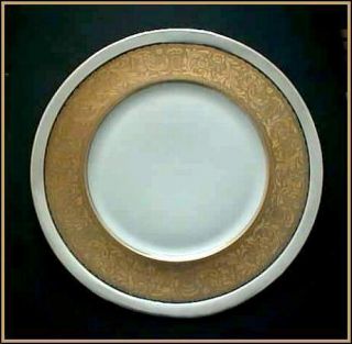 HEINRICH & CO. China Plate, Gold Border + Sterling Rim by SHREVE & CO