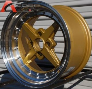 Rota Zero Plus 15x8 4x100 0 Gold Polish Rim Wheels