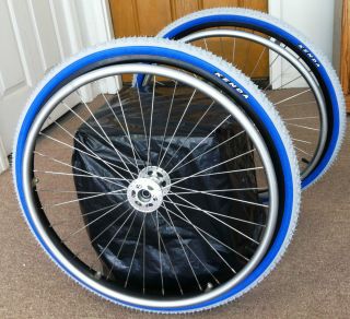 NEW QUICKIE SPORT WHEELCHAIR WHEELS WITH KENDA TIRES, TILITE, INVACARE