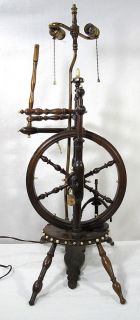 Small Antique Salesman Sample Ox Bone Wood Spinning Wheel Made Into A