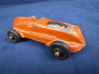 Vintage Die Cast Race Car Rubber Wheels Driver Orange