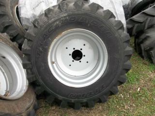 R4 Titan Kubota L45 Backhoe Farm Tractor Tires w 6 Hole Rims