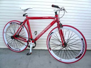 Alloy Road Bike 53 cm w Deep 50cm Rim Flat Bladed Spokes Red