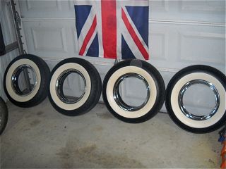 VINTAGE GANGSTER WIDE WHITE WALL TIRES 6 70 x 15  POLYGLASS OLD