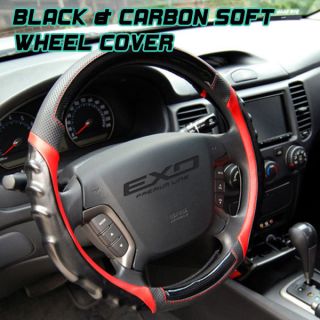 Exo Car Truck Black Carbon Soft Grip Steering Wheel Cover 370mm 380mm