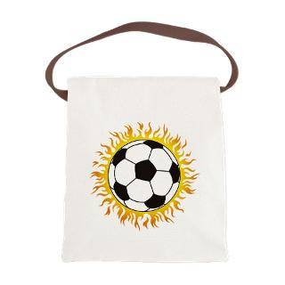 flaming soccer ball canvas lunch bag $ 14 85