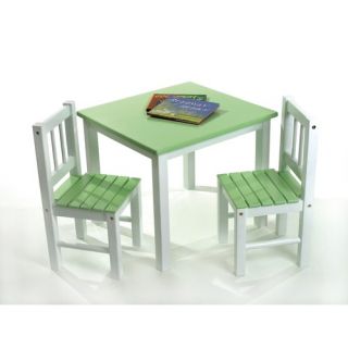 Lipper International Kids Table and Chair Set in Green and White