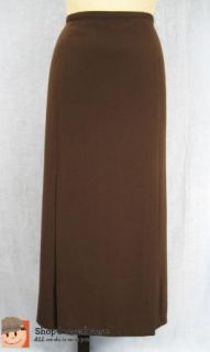 Womens Norton McNaughton Long Straight Brown Skirt w/ Front Slits Sz
