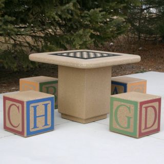 Doty & Sons Concrete Alphabet Block Seat Picnic Table   Seats 4 Multicolor  