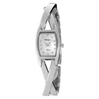 Armitron Womens Swarovski Crystal Accented Silver Tone Bangle Watch