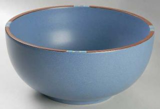 Dansk Mesa Sky Blue Mixing Bowl, Fine China Dinnerware   Mesa, Blue Body, Rust,