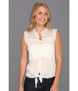 Lucky Brand Blakely Tie Front Top Womens Blouse (White)