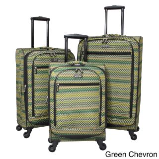 Chevron 3 piece Expandable Spinner Upright Polyester Luggage Set (Polyester jacquardPockets Front exterior pocket, interior mesh pocketTop carrying handlesWheeled YesWheel type 360 degree rolling ball bearingDesigner print easy to identify when traveli