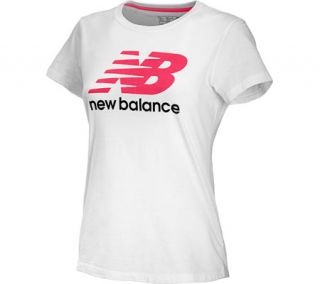 Womens New Balance Large Logo Tee WET3149   White Short Sleeve Shirts