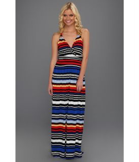 Vince Camuto Bright Stripe Wrap Maxi Dress Womens Dress (Blue)