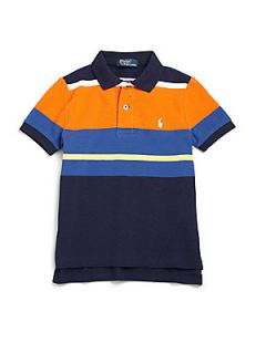 Ralph Lauren Toddlers & Little Boys Striped Polo Shirt   Orange Navy