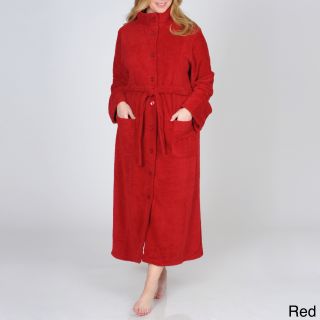 La Cera Womens Plus Size Button front Fleece Robe
