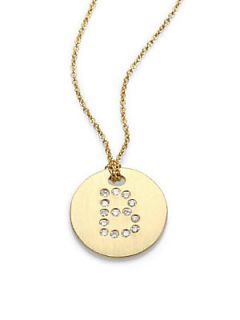 Roberto Coin Diamond and 18K Yellow Gold A Initial Necklace   B