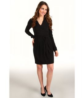 Vince Camuto Collared Faux Wrap Dress Womens Dress (Black)