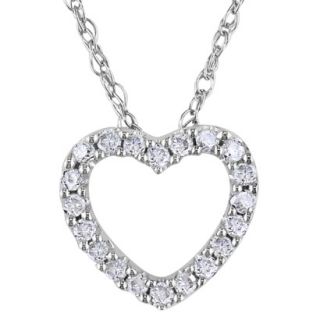 1/10 Diamond Heart Pendant 10K White Gold   White/Silver