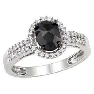 1 Carat Black and White Diamonds in 14k White Gold Cocktail Ring (Size 6)