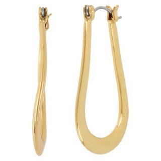 14K Gold Plated Hoop Earrings U Shaped   Gold