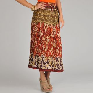 La Cera Womens Reversible Printed Broomstick Skirt