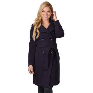 Calvin Klein Womens Double Breasted Belted Wool Coat