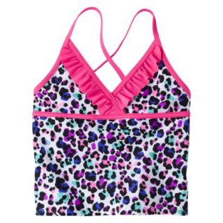 Xhilaration Girls Leopard Print Tankini Swimsuit Top   White L