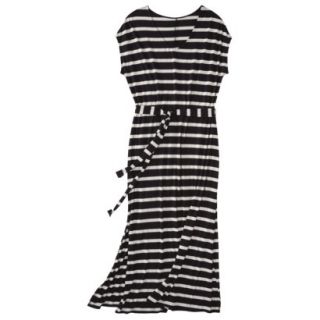 Merona Womens Plus Size Short Sleeve V Neck Maxi Dress   Black/Cream 1